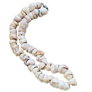 VTG Hawaiian Puka Shell Necklace large Beads real authentic 17" 12mm rare Hawaii